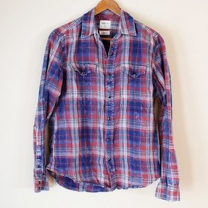 Gap Slim Fit Plaid Button Down Long Sleeve Shirt